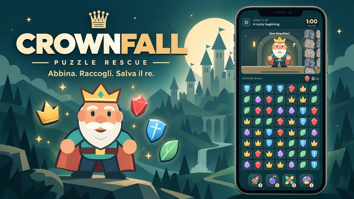 Anteprima del gioco Crownfall — Puzzle Rescue